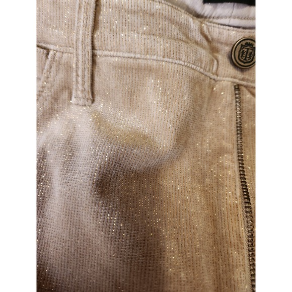 Talbots Women Corduroy Pants Jeggings  12 Tan Glitter High Waist Ankle - Picture 4 of 5